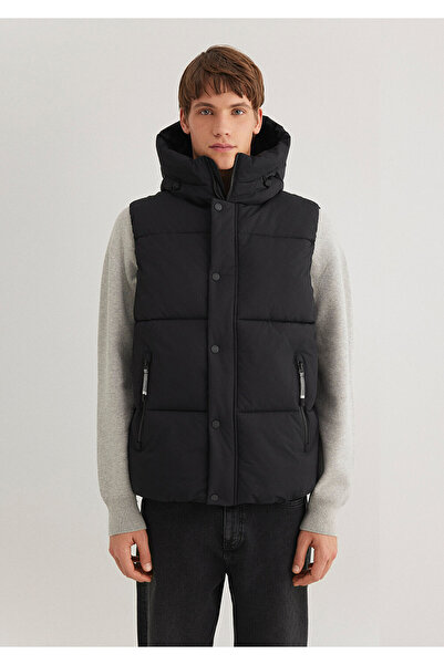 Mavi Kapüşonlu Siyah Şişme Yelek Regular Fit / Normal Kesim 0110306-900