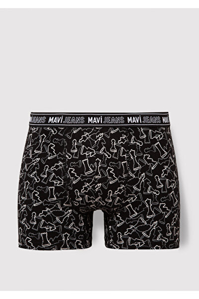 Mavi Satranç Baskılı Siyah Boxer 0911313-900