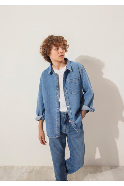 Mavi Bob 90lar Indigo Mavisi Jean Gömlek Oversize / Geniş Kesim 6210000-86709