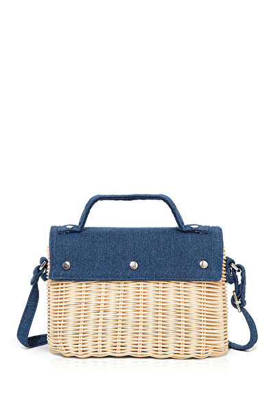 Mavi Denim Detaylı Hasır Çapraz Çanta 1912157-70869