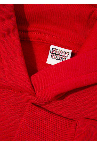 Mavi Bugs Bunny Baskılı Kapüşonlu Kırmızı Sweatshirt 7S10036-70471
