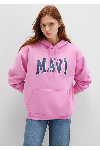 Mavi Logo Printed Hooded Pink Sweatshirt1600361-71038