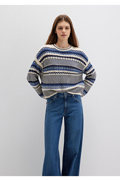 Mavi Jakarlı Kazak Loose Fit / Bol Rahat Kesim 1710155-70737