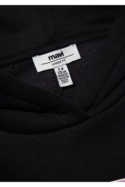Mavi Logo Baskılı Kapüşonlu Antrasit Sweatshirt 7610035-70087
