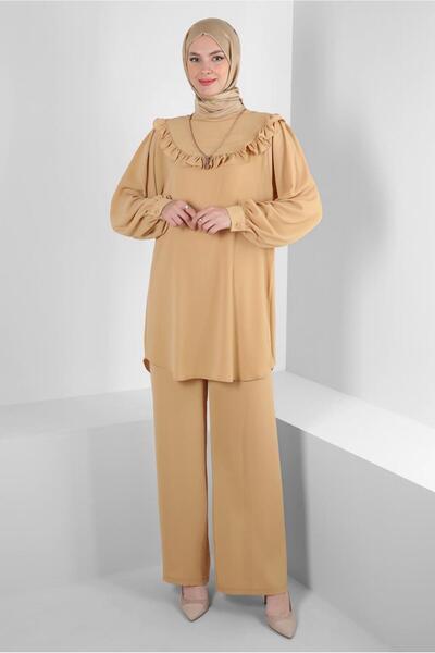 Alvina طقم بنطال بأكمام بالون وكشكشة - 43861