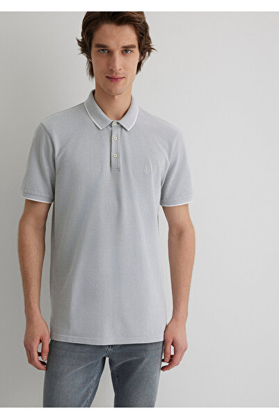 Mavi Şerit Detaylı Gri Polo Tişört Slim Fit / Dar Kesim 065900-34019