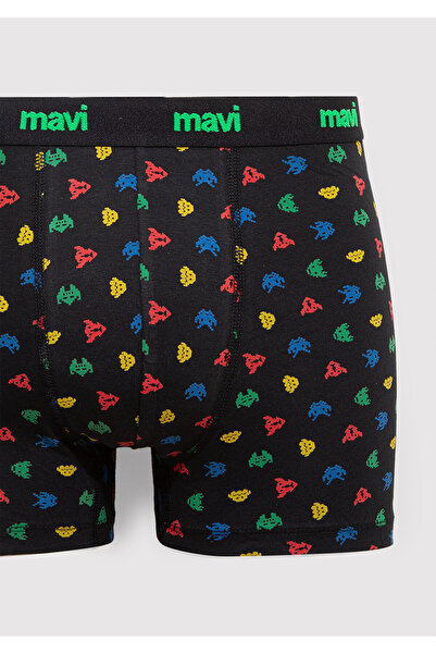 Mavi Baskılı Siyah Boxer 092259-900