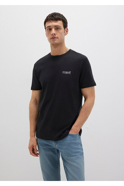 Mavi Logo Baskılı Siyah İnterlok Tişört Slim Fit / Dar Kesim 0610360-900