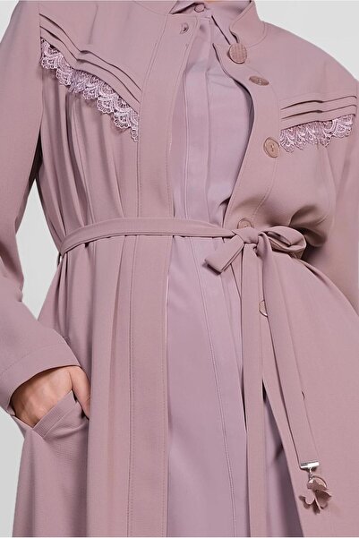 Alvina 1471 Model Guipure Detailed and Hidden Buttoned Glitter