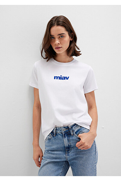Mavi Miav Baskılı Beyaz Tişört Regular Fit / Normal Kesim 1610622-620
