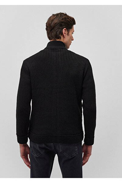 Mavi Fermuarlı Siyah Triko Hırka Slim Fit / Dar Kesim 070697-900