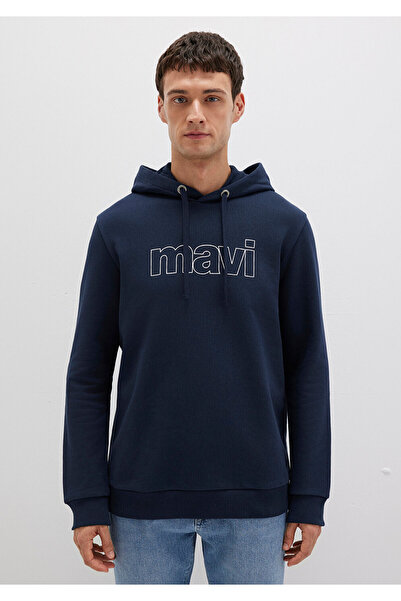 Mavi Logo Baskılı Kapüşonlu Lacivert Sweatshirt 065606-28417