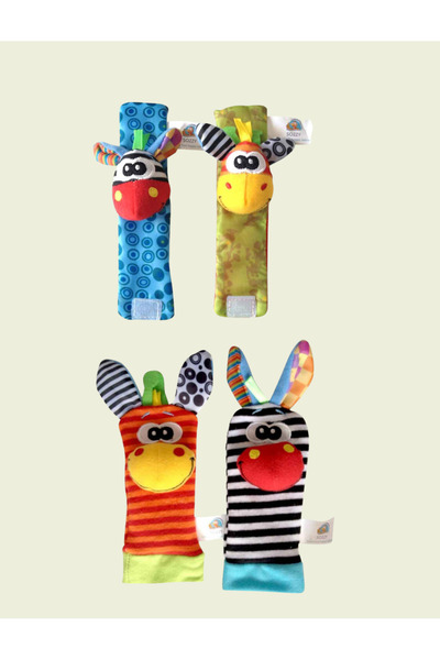 Sozzy Toys Çıngıraklı Hışırtılı  Bebek Bileklik ve Çorabı - 4 Parça Set