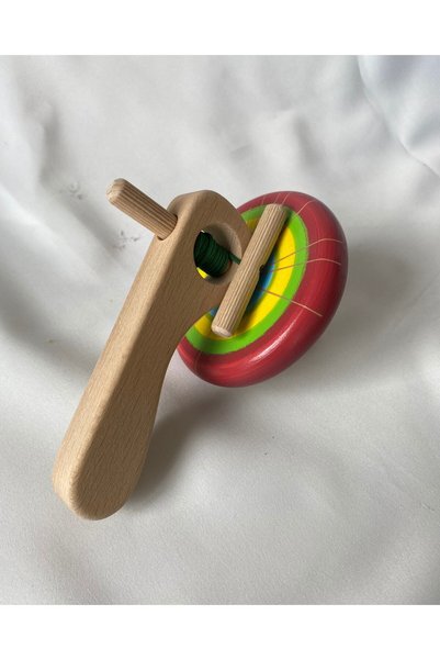 tiny wood لعبة سحب ورمي خشبية دوارة منقوشة ملونة، لعبة خشبية طبيعية