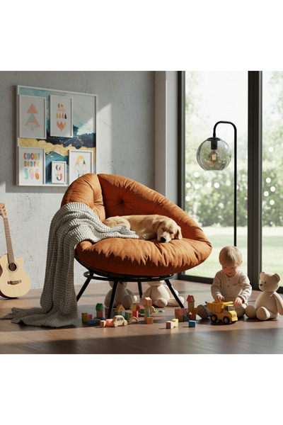 Berta Concept Floki Tekli Koltuk Berjer Turuncu