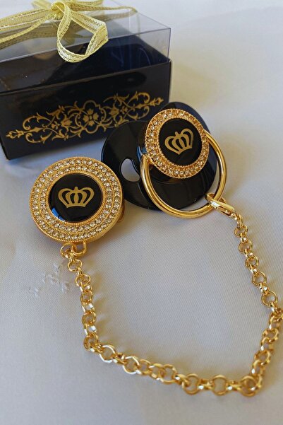 tiny wood Altın Kaplama Zirkon Taşlı Emzik Ve Emzik Zincir Takımı