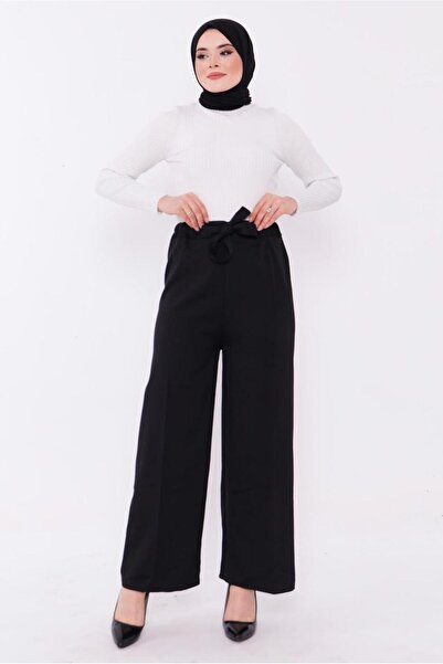 TRENDTESETTÜR Women's Black Wide-Leg Pants t 80079