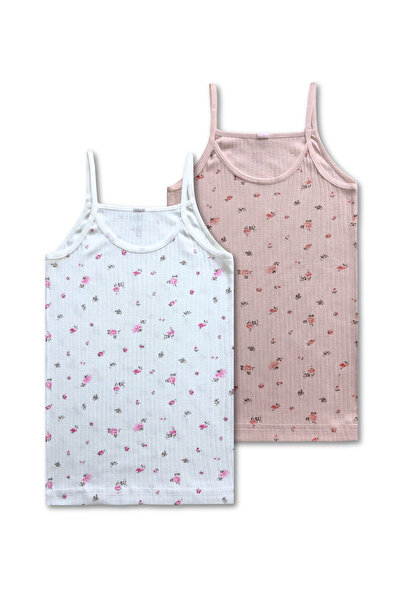 GizaKids 100% Cotton Report Ribbed Girls' Thin Strap Undershirt Underwear Set of 6