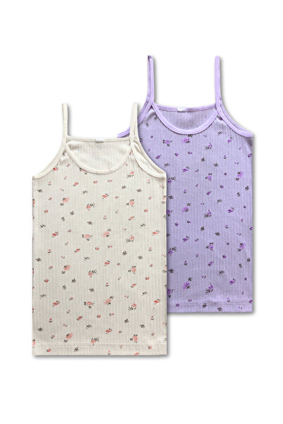 GizaKids 100% Cotton Report Ribbed Girls' Thin Strap Undershirt Underwear Set of 6