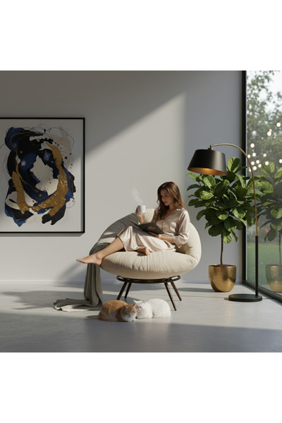 Berta Concept Floki Tekli Koltuk Berjer Krem