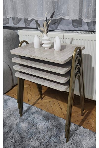 atölye ali antal Traverten Eskitme Gold Bohem İskandinav Tarz Tepsi Sehba 4 l...