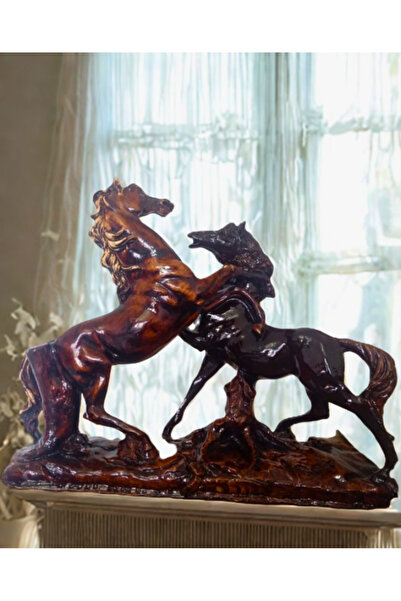 Yaratıcı sanatlar atölyesi BÜYÜK BOY 40 CM 2'li At Biblo Ahşap Renklerinde De...