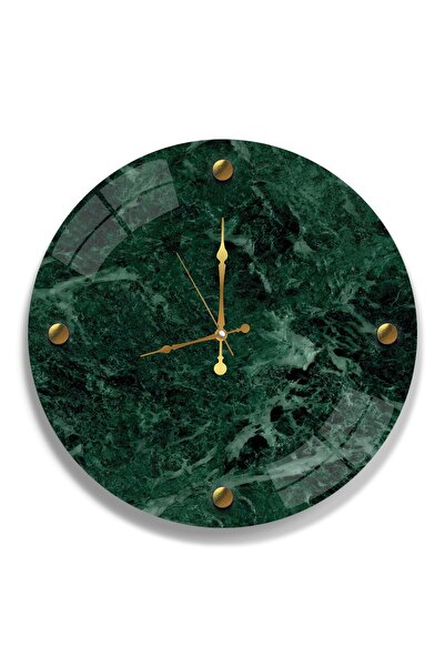 EMYA HOME ساعة زجاجية رخامية خضراء - 40 سم