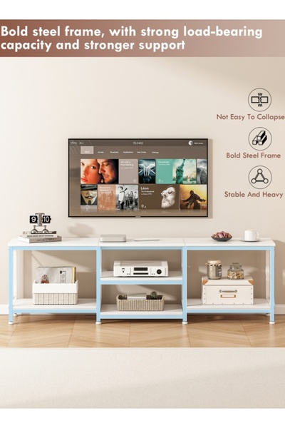 Bangiga TV Stand with Storage Shelves, 180*40*60cm TV Table, Modern Media Console for Living Room/Bedroom