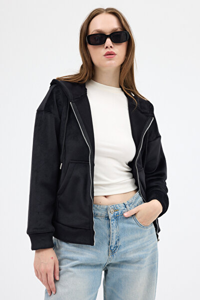 Rays 3059A Jachetă cu glugă și buzunar Negru