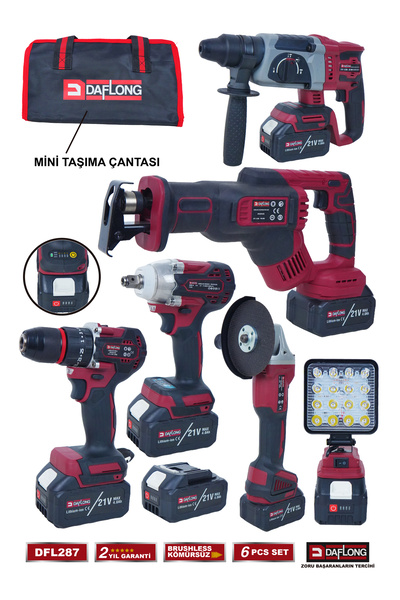 DAFLONG PRO TAŞIMA ÇANTALI 6'LI SET BÜYÜK TİLKİ KUYRUĞU+LED FENER DFL-287