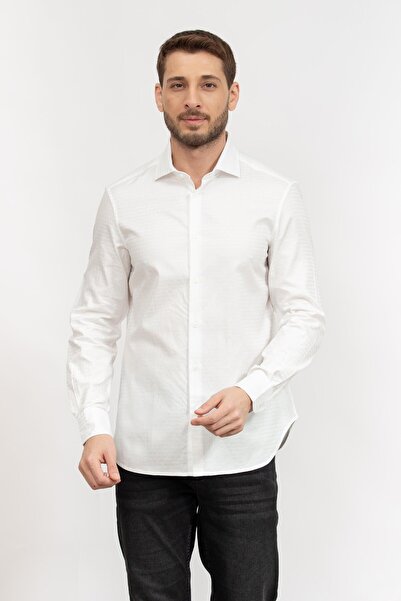 Emporio Armani Erkek Marka Logolu Düğmeli Gömlek Yaka Uzun Kollu Beyaz Gömlek...