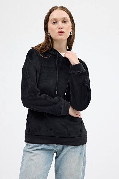 Rays 3061A Hanorac cu glugă cu detaliu de buzunar, negru