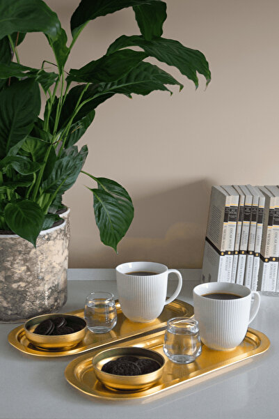 Sarkap Home 2'li Oval Sunumluk Tepsi - Gold