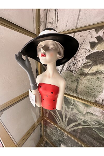Malooki Decorative figurine "Lady Elegance" - with black hat and red dress