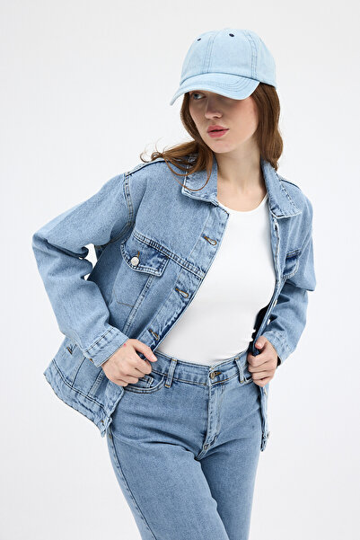 Rays 6009 سترة جينز طويلة الأكمام مع جيوب بوزكار