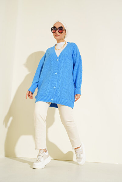 Bigdart 15768 Hijab Knitwear Cardigan - Σκούρο Μπλε
