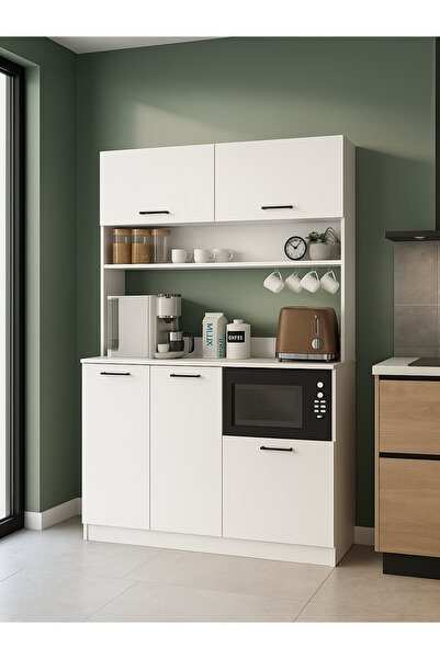 dorpek Tuco 3 Kapaklı Mutfak Dolabı Kahve Köşesi Çok Amaçlı Dolap Beyaz