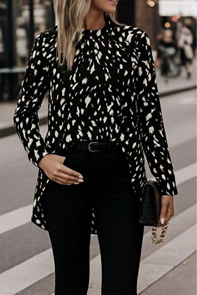 BEFAON Γυναικεία υφαντή μπλούζα με μακρυμάνικο ημι ζιβάγκο