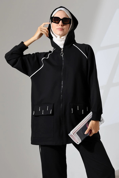 Mihran Butik قطن أسود موسمي - طقم حجاب رياضي ومريح للسيدات