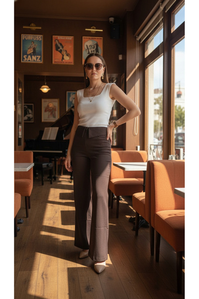 VATKA STUDİO VATKA Çift Bel Detaylı Pantolon