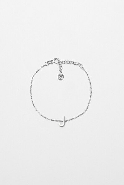 So CHIC... My Story J Harfi 18 Ayar Beyaz Altın Kaplama 18 Cm Gümüş Bileklik