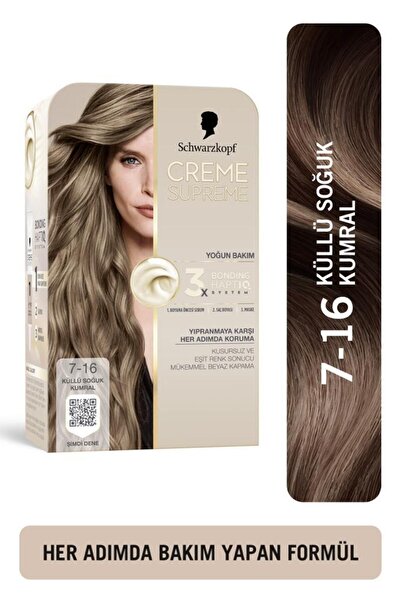 Schwarzkopf Creme Supreme Full Kit 7-16 Küllü Soğuk Kumral