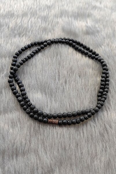 Chavin 4 mm. 60 cm. Siyah Lav Taşı Erkek Kolye dp65