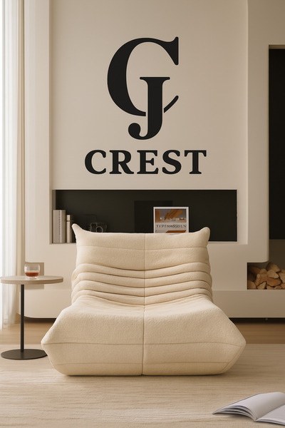 Crestj كرسي جلوس مريح منخفض الأرضية يناسب الجلسات اليومية - لون ابيض