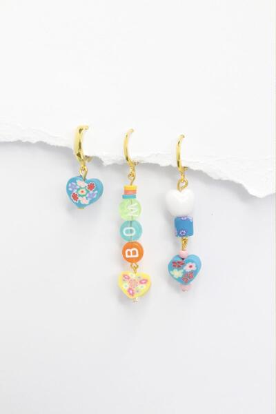 New Obsessions مجموعة أقراط مكونة من 3 قطع مكتوبة على شكل حرف BOM