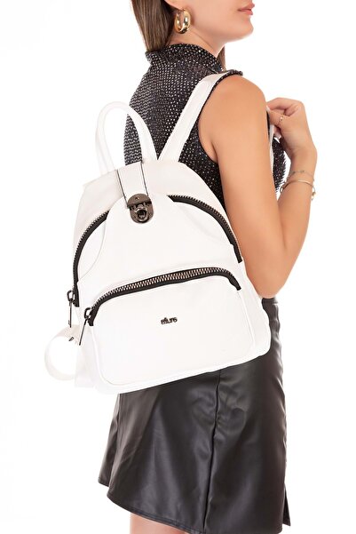 Gondol Γυναικείο σακίδιο πλάτης με λεπτομέρειες από πέτρα ald.1250 T.Λευκό