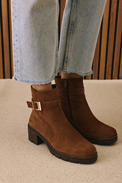 Ziya , Kadın Hakiki Deri Bot 1531022Z76942 Tütün