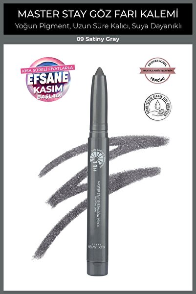 Alix Avien Suya Dayanıklı 11 Saat Kalıcı Yoğun Pigmentli Kremsi Göz Kalem Farı - Master Stay 09 Satiny Gray