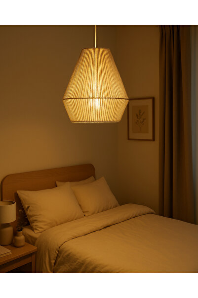 Genel Markalar Doğal & Bohem Tarzın Şıklığı -El Yapımı Jüt İpli Avize /Salon , Cafe , Yatak Odası, Balkon , Teras