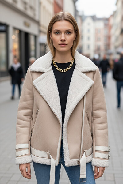 İLKCET MODA Εισαγόμενο Suede Oversize παλτό με μαλακή επίστρωση